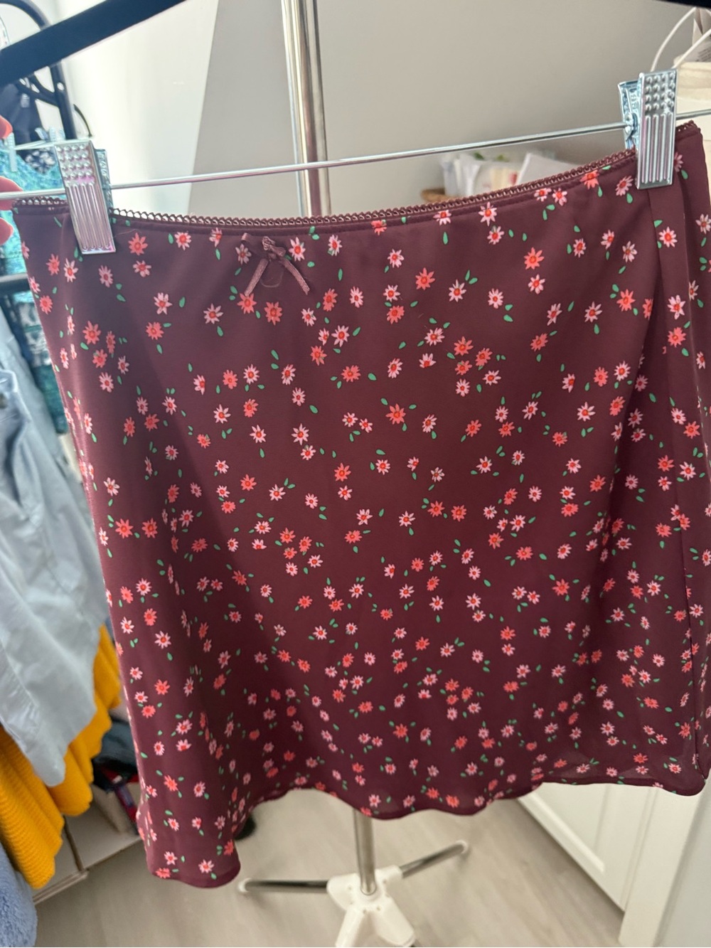 wild fable Burgundy Mini Skirt with Pink Floral Print